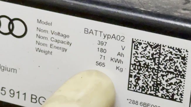 Audi e-Tron high-voltage battery specs